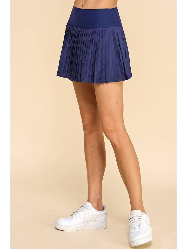 Navy CS3653S-Pleated Athletic Skirt for wholesale on Faire1