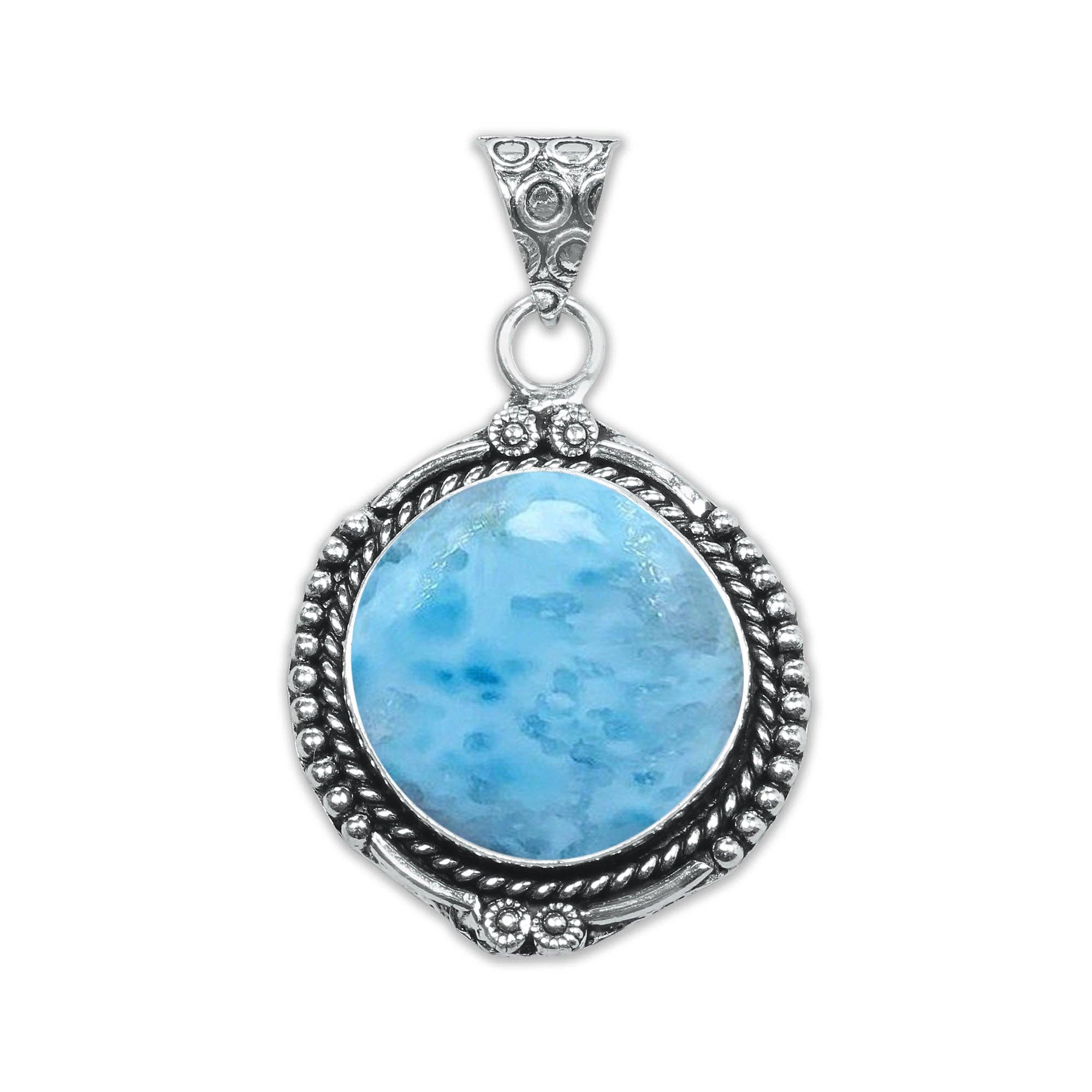 Handmade Jewels - Wholesale Individual charm/pendant - Larimar Artisan Pendants -  Handmade, Silver-Plated Brass, Wholesale (Made To Order)10
