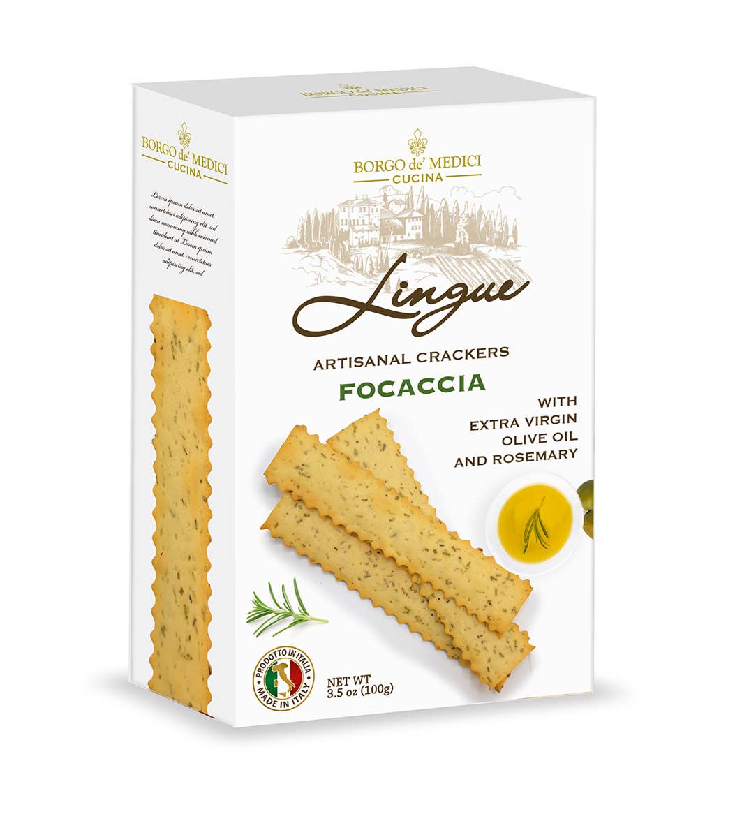 BORGO DE MEDICI USA - Vendita all'ingrosso Cracker - Lingue all'Olio Focaccia toscana con Evo0