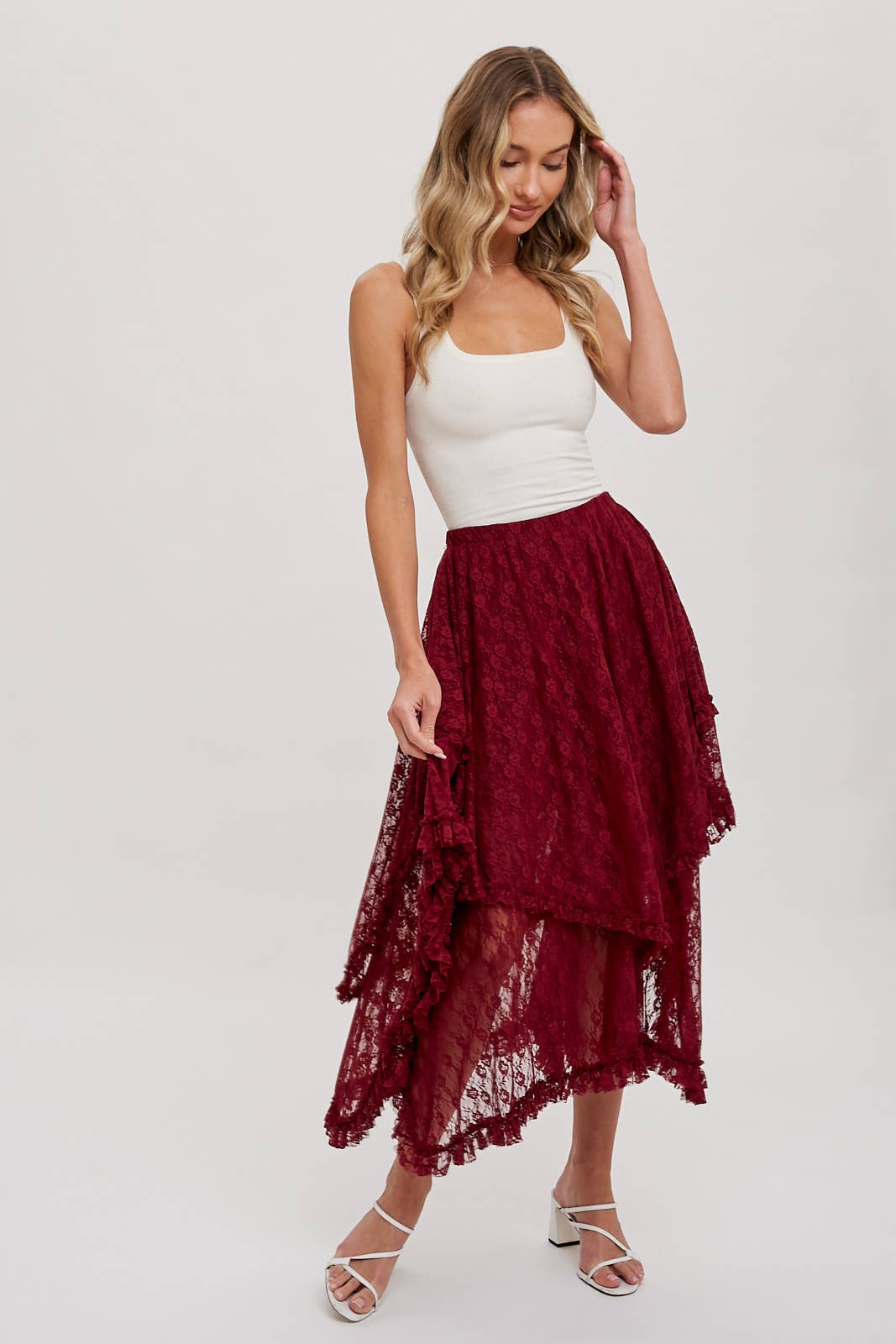 Bluivy – Großhandel Rock – Damen – MIDIROCK MIT SPITZENBÄNDERN40