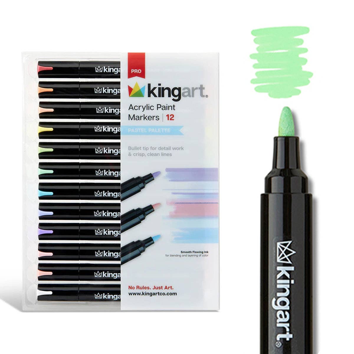 KINGART - Wholesale Marker - Acrylic Paint Markers - 12 Pastel Colors0
