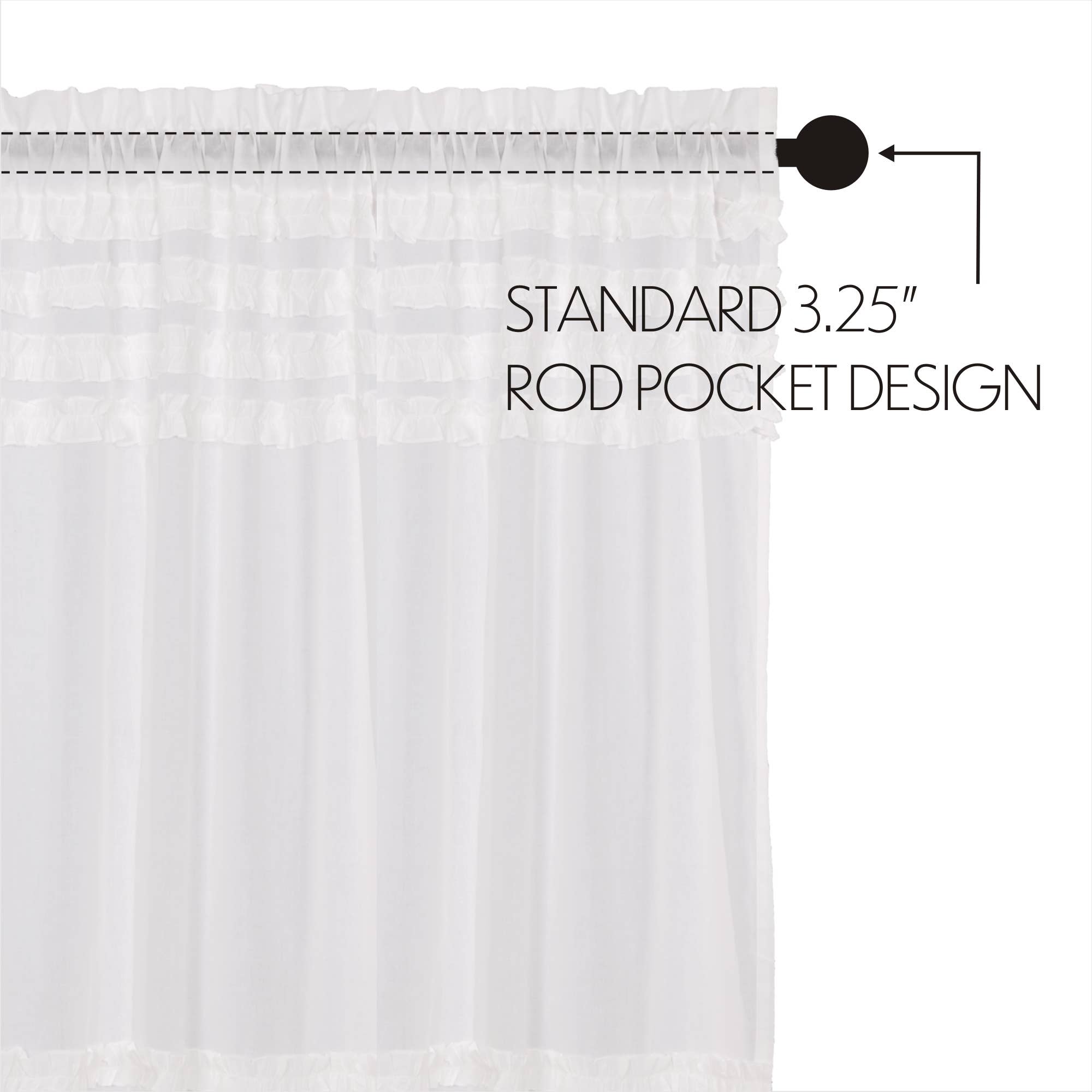 VHC Brands - Wholesale Valance - White Ruffled Sheer Petticoat Valance 16x605