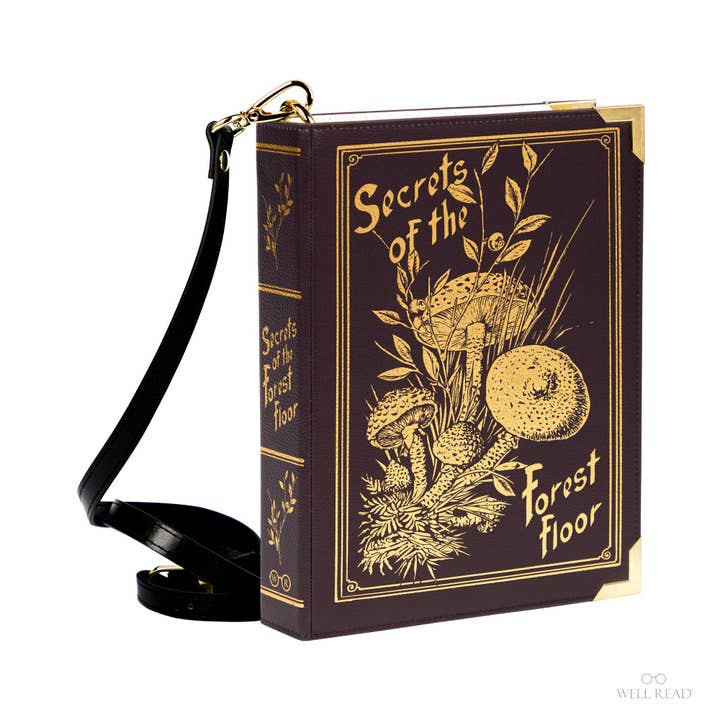 Luxury Gold Foiled Secrets of the Forest Floor Book Handbag Crossbody Purse for wholesale by Well Read Company