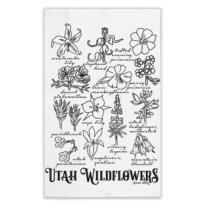 Utah Wildflowers Tea Towel for wholesale by Fount Paper