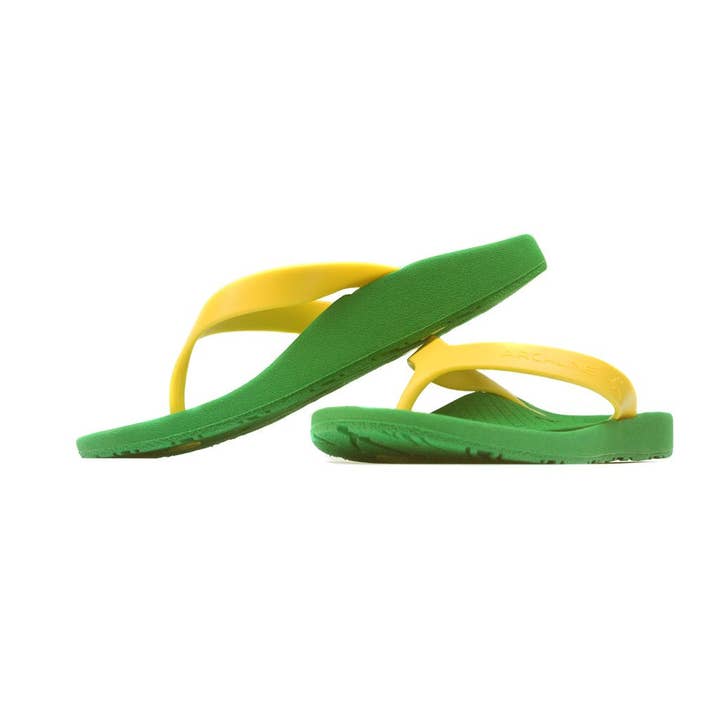 axign - Wholesale Sandals – Kids - Archline Kids Orthotic Flip Flops – Green/Gold4