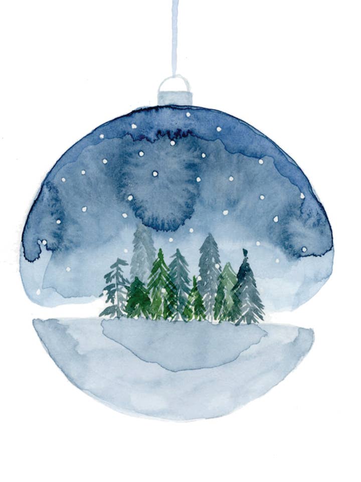 Holiday Card - Snow Globe Ornament for wholesale by Dori Boyce Art
