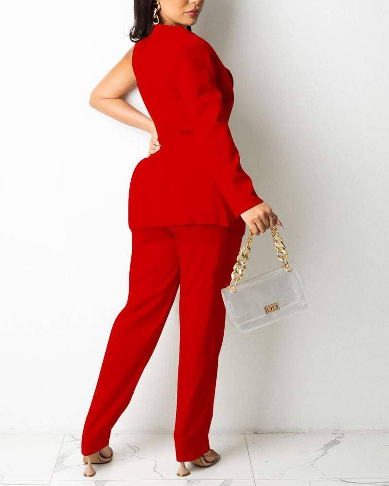 Fashion Combination - Venta al por mayor Conjuntos de top y pantalón (NO para estar en casa) - Mujer - Conjunto de blazer asimétrico con cinturón y pantalones a medida5