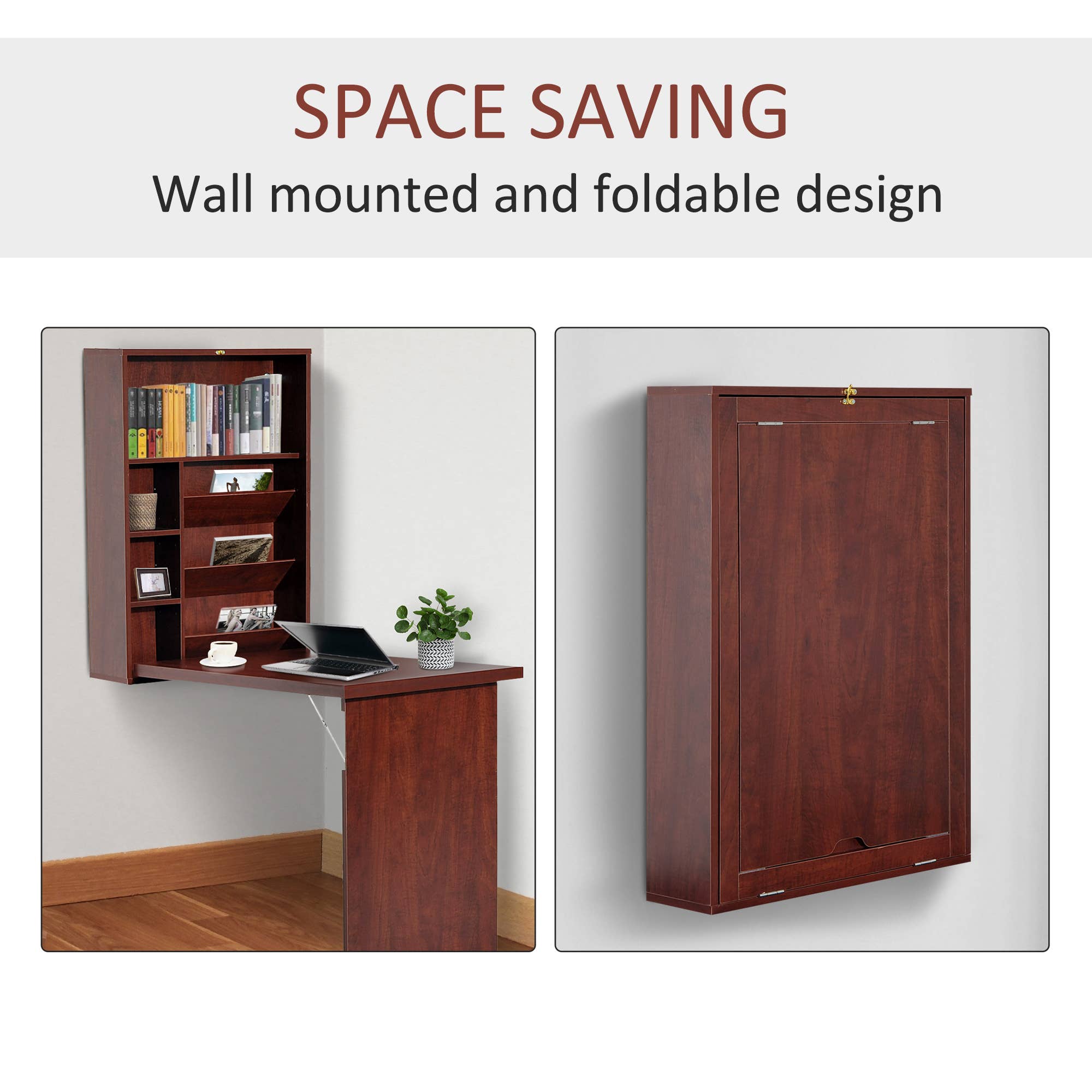 39F Inc. - Wholesale Desk Set - Wall-Mounted Folding Desk with Storage Shelves, Space-Saving5
