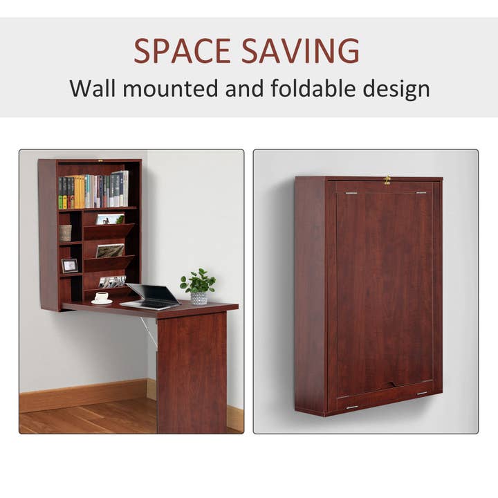 39F Inc. - Wholesale Desk Set - Wall-Mounted Folding Desk with Storage Shelves, Space-Saving5