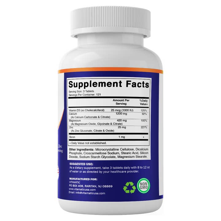 Vitamatic - Wholesale Oral Supplement/Vitamin - Vitamatic | Calcium Magnesium Zinc | 365 Coated Tablets7