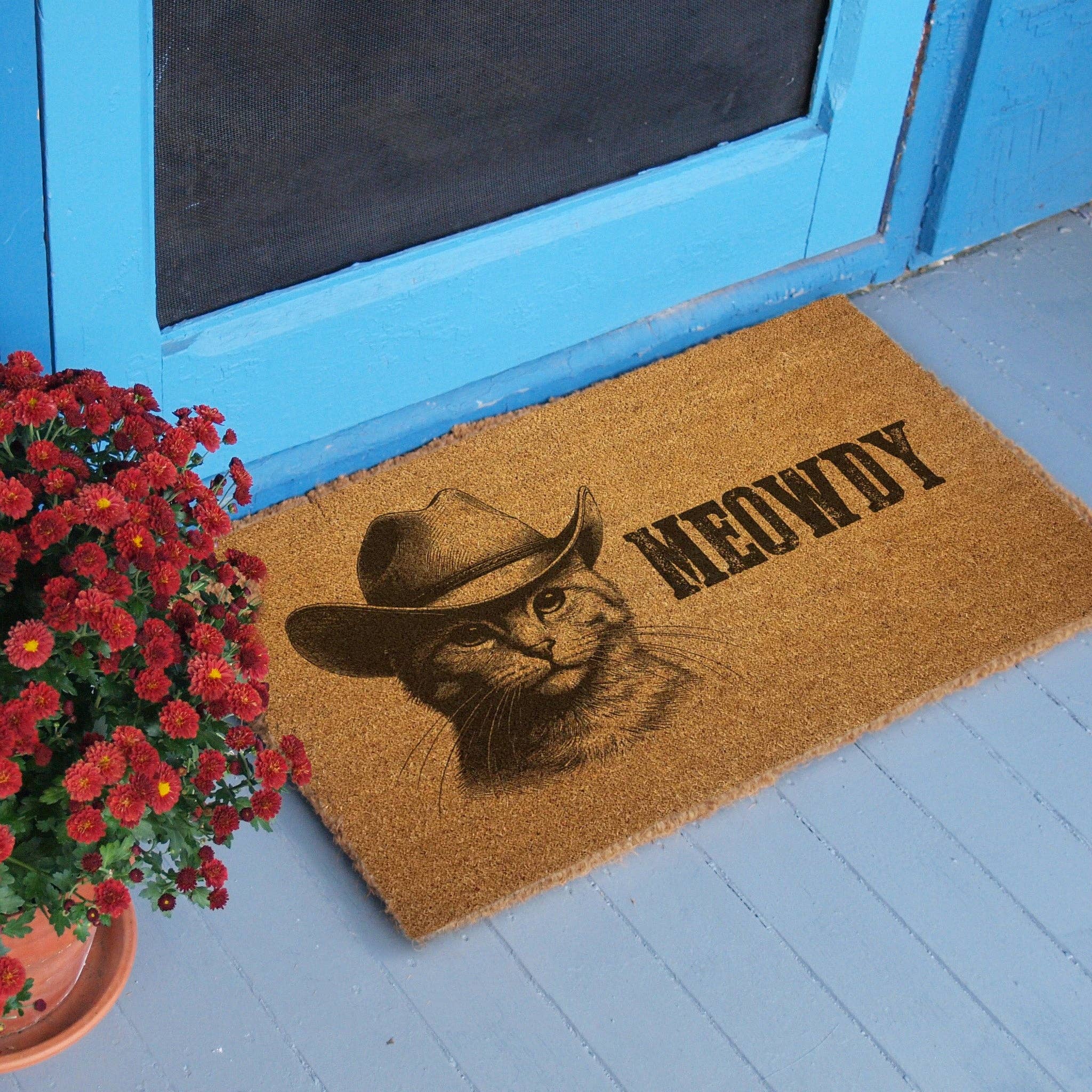 Shady Front - Wholesale Door Mat - Cowboy Cat "Meowdy" Door Mat1