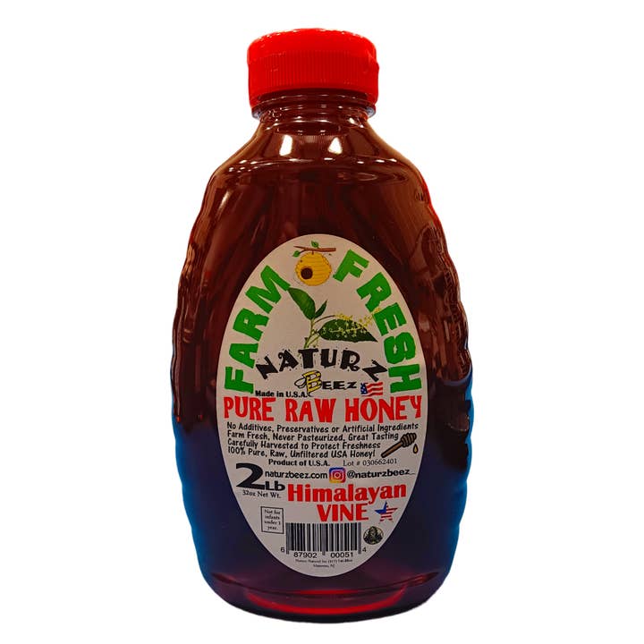 Naturz Beez - Venta al por mayor Miel - MIEL CRUDA HIMALAYA VINE 2LB 907g Botella Squeeze 100% PURA