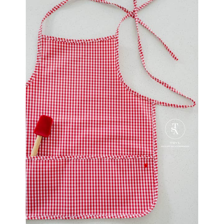 APRON - GINGHAM RED *2 PC PRE-PACK* for wholesale by TRVL Design