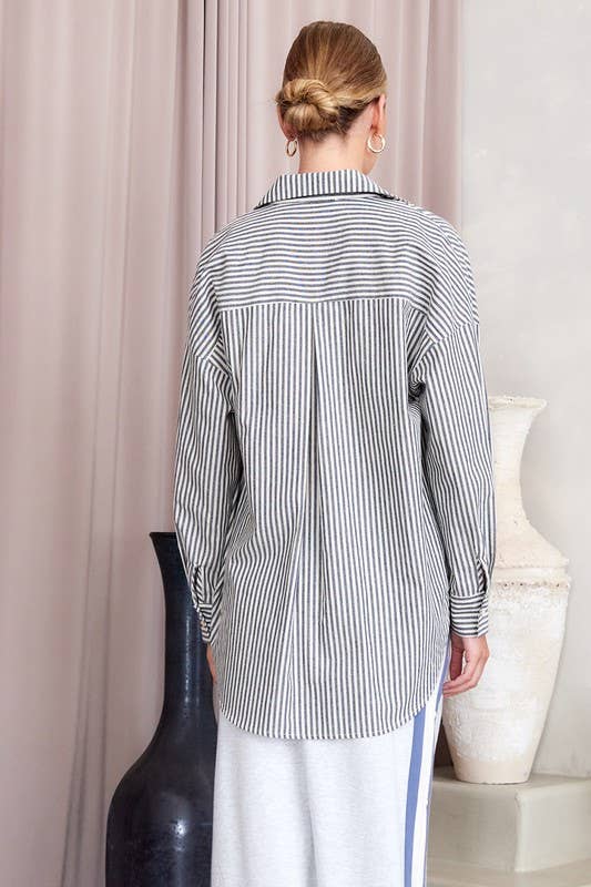 ILLA ILLA - Wholesale Button Down Shirt - Women's - Striped Cotton Shirt Top7