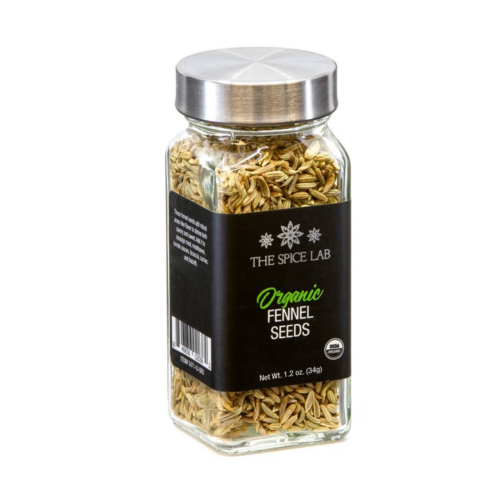 Organic Fennel Seeds - Case/ 6 - 1.2 oz French Jars for wholesale by THE SPICE LAB