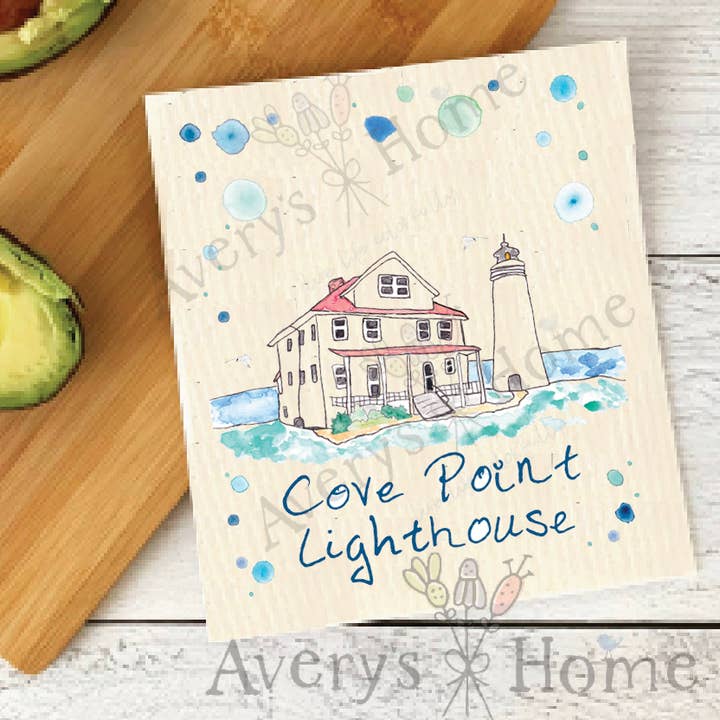 Custom Locale - Cove Point Lighthouse Swedish Dishcloth for wholesale by Avery's Home