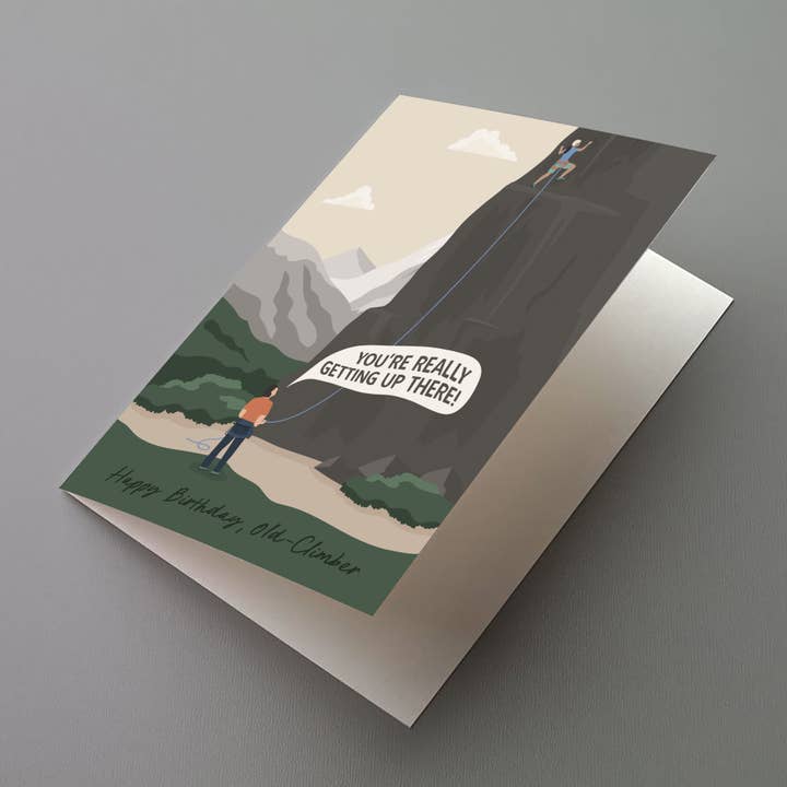 Katiebird Prints - Wholesale Birthday Card - Old-Climber - Funny Birthday - Rock Climbing Card - Aging3