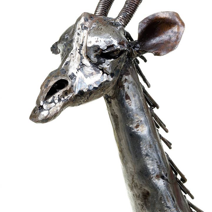Swahili | AFRICAN MODERN - Wholesale Sculpture - 29" Kenyan Recycled Oil Drum Giraffe Statue2