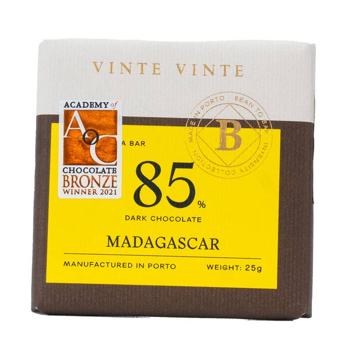 INTENSITY DARK CHOCOLATE 85% MADASGASCAR 25G for wholesale by Vinte Vinte Chocolate