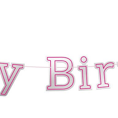 Letter Banner Glossy Pink 'Happy Birthday' - 3 m for wholesale by Folat BV