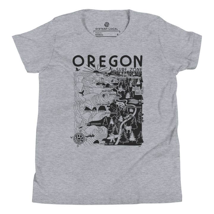 OREGON Kids Unisex Map T-Shirt for wholesale by Distant Local
