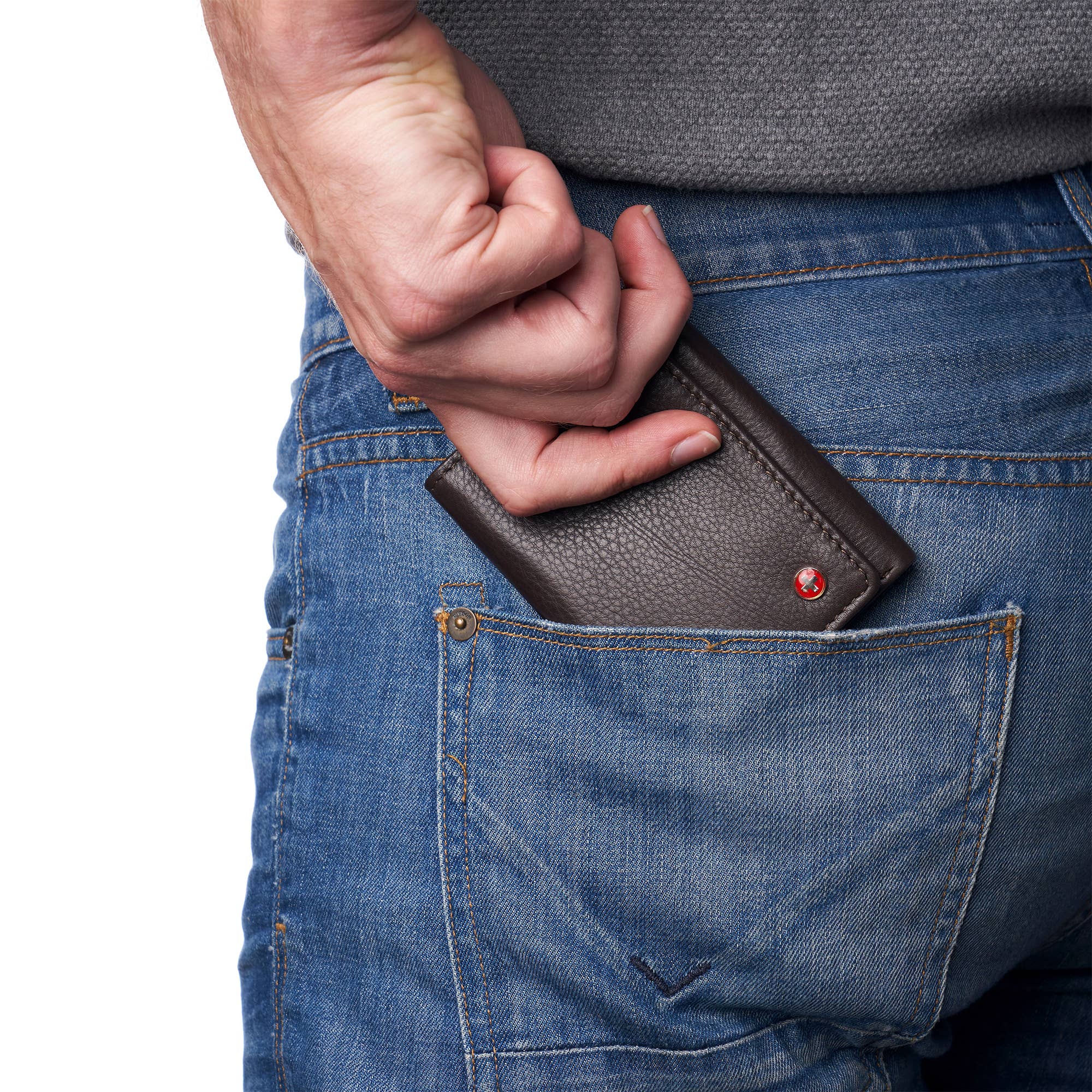 Alpine Swiss – wholesale Wallet - Men’s – Mens Leon Trifold Wallet RFID Safe Bifold Genuine Leather ID6