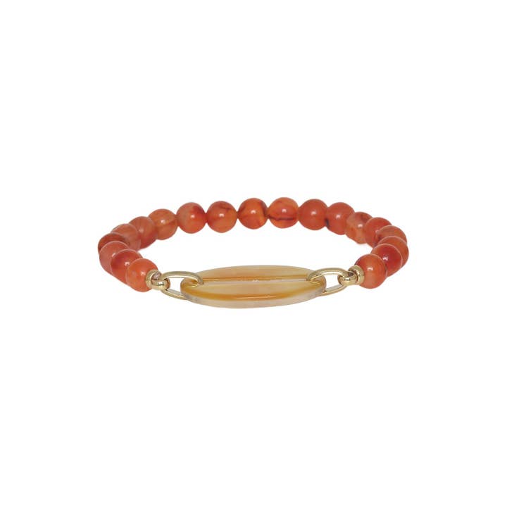 ELLIPSE bracelet extensible nacre dorée & cornaline pour la vente par Nature Bijoux