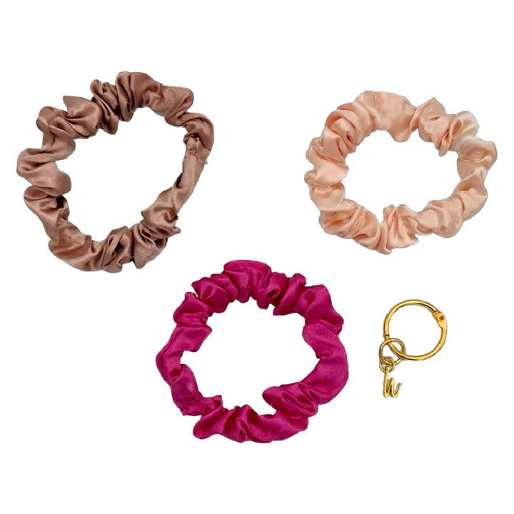 Satin Scrunchie Set - Hot Pink, Light Pink, Mauve for wholesale by Headbands of Hope | One Purchased One Donated