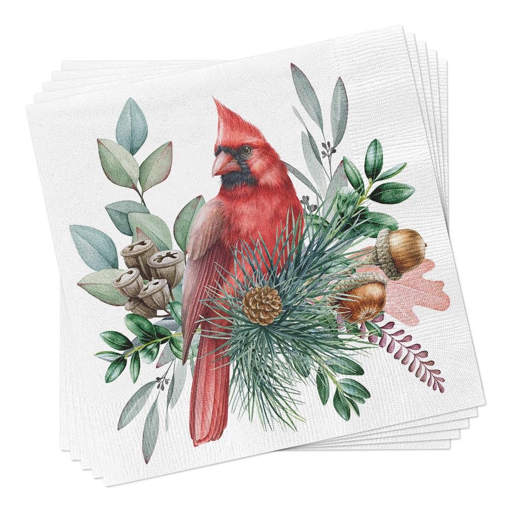 European Excellency - Wholesale Disposable Napkin - Red Cardinal Cocktail Napkins - Christmas Napkins2
