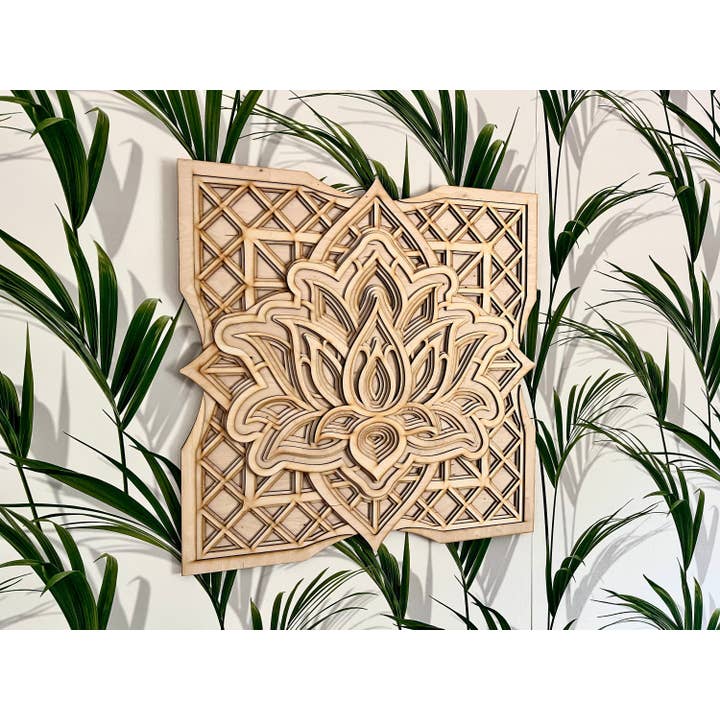 Lotus Flower Mandala, Modern Wood Wall Art for wholesale by BHDecor