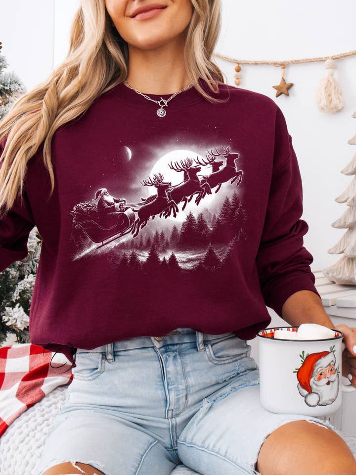 Vintage Retro Julemandens Slæde Sweatshirt for engroshandel hos CMD Wholesale