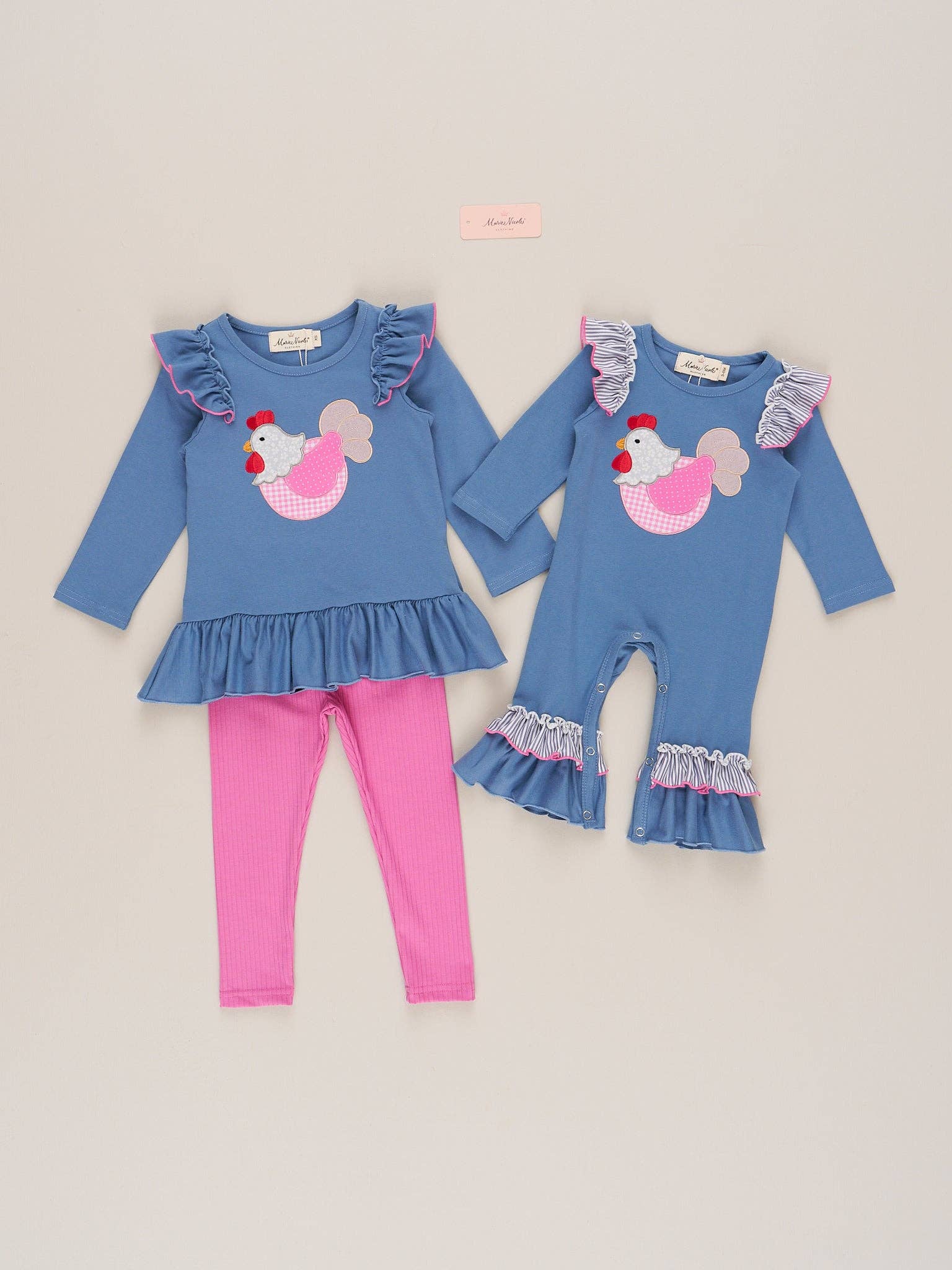 Marie Nicole Clothing - Wholesale Top & Leggings Set - Kids - Feathered Friend Ruffle Outfit2