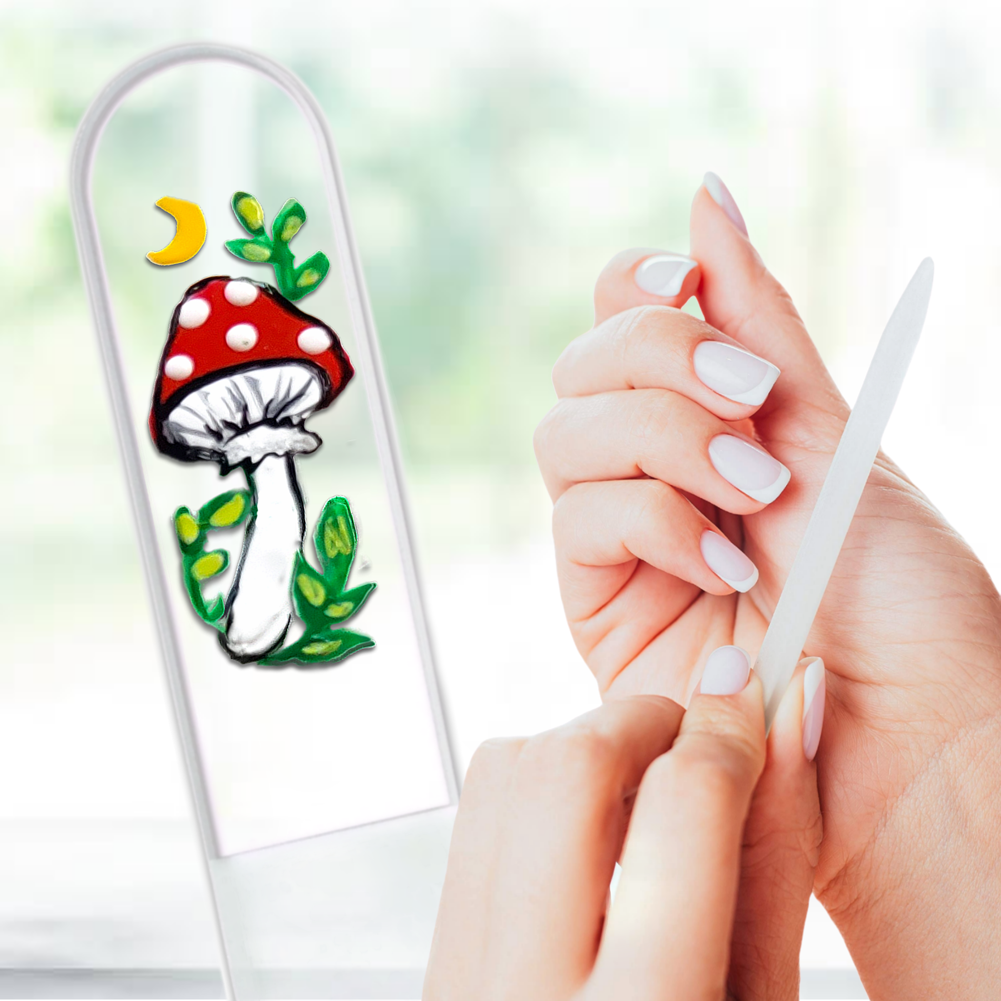 Classy Nail Files - Wholesale Nail File - Magic Mushroom Moon Hand Painted Czech Crystal Nail File11