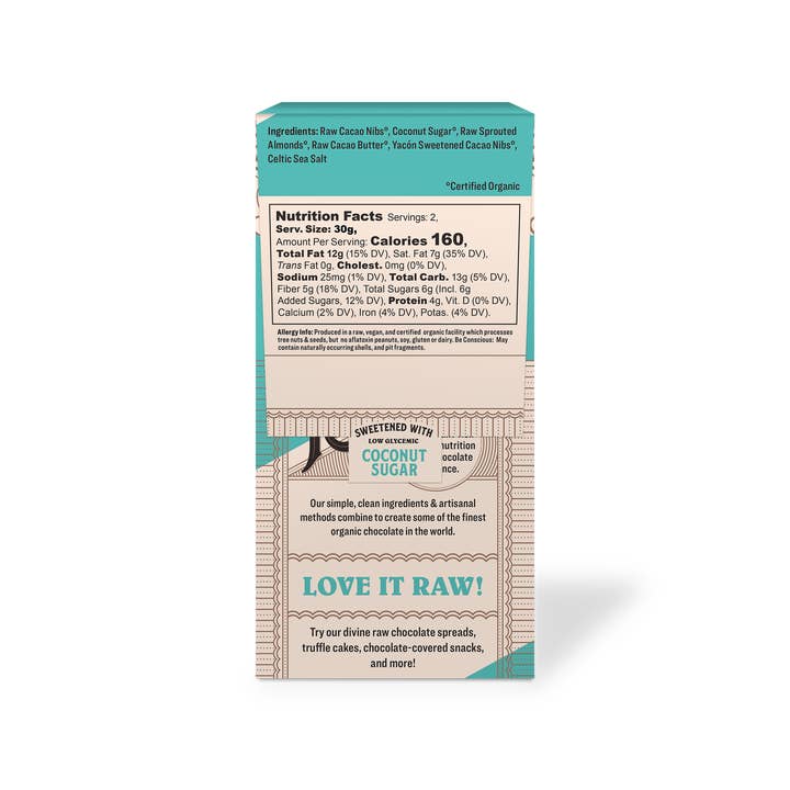 Windy City Organics – wholesale Chokladkaka – Grodda mandel & havssalt rå choklad Bark