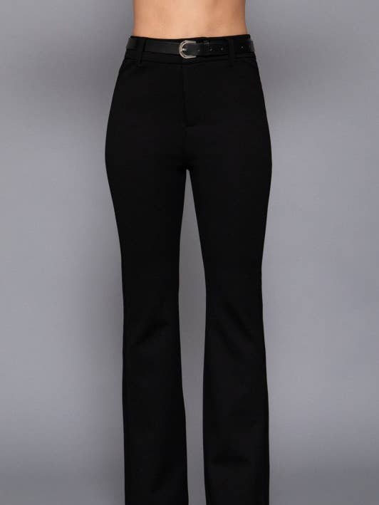 Pantaloni a zampa semi flare con cintura in pelle per la vendita all'ingrosso da parte di MintChoco