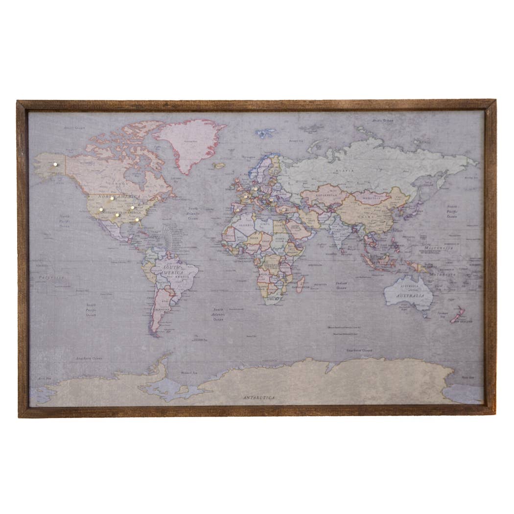 Driftless Studios - Wholesale Map - 24x16 Colored Antique Magnetic World Map - SM0062