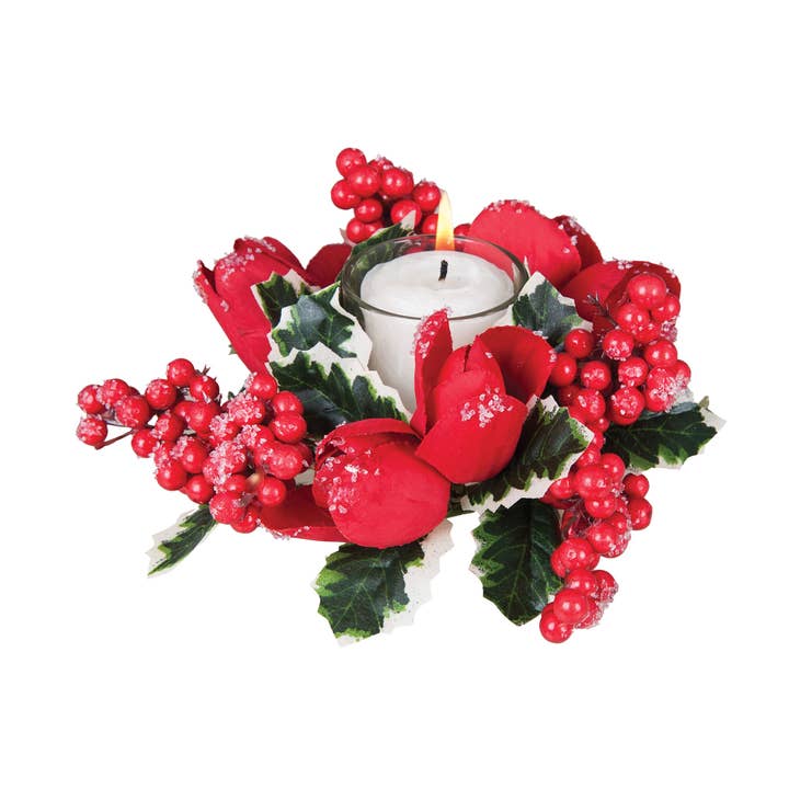 SALE Holiday Floral Candle Wreath for wholesale by C&F Home
