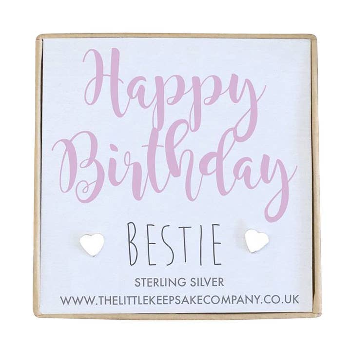 Brincos Orçamento em Prata de Lei - Bestie Feliz Aniversário por atacado de The Little Keepsake Company