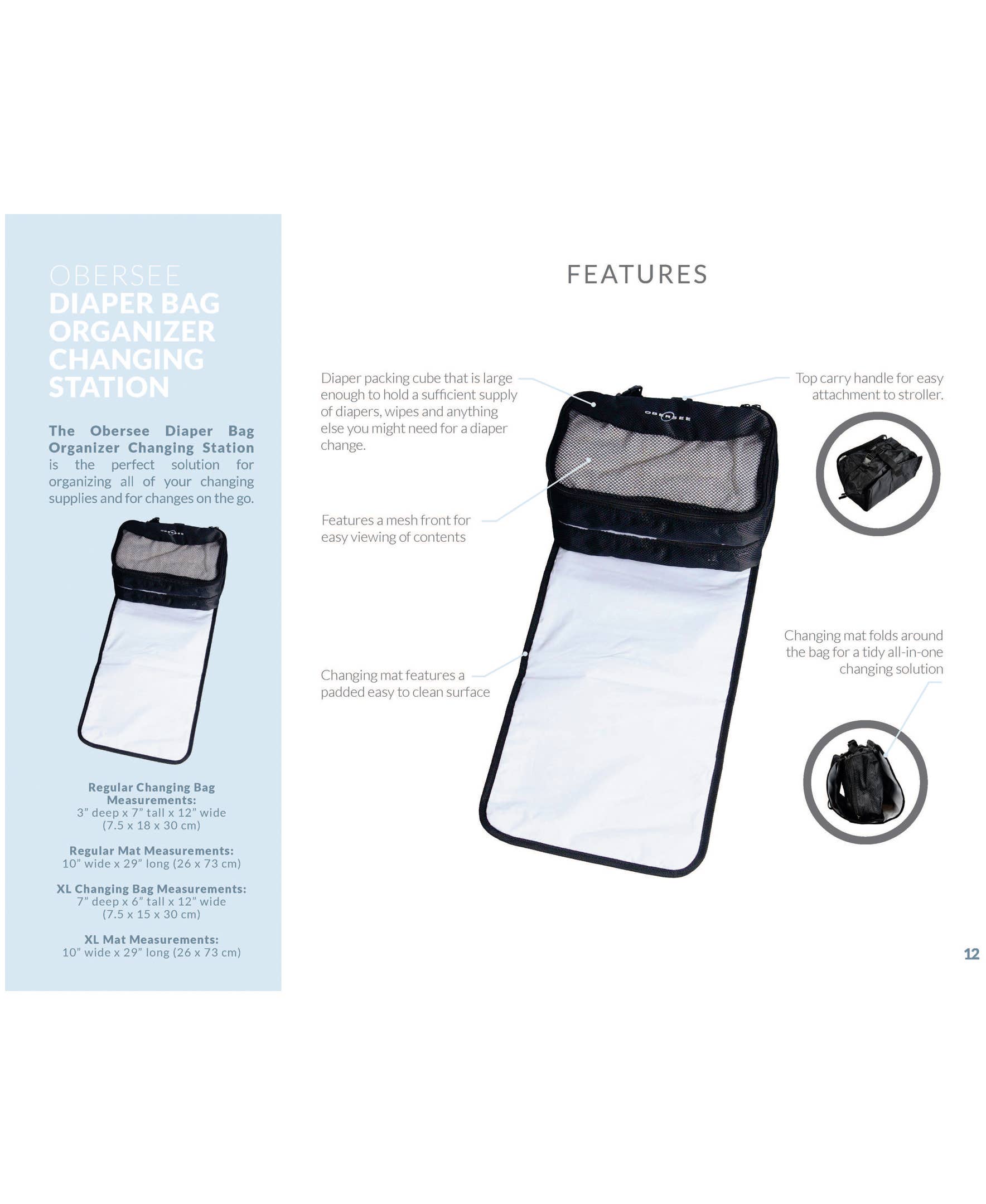 Obersee - Wholesale Diaper Bag - Baby - Diaper Bag Organizer Changing Station - Black1