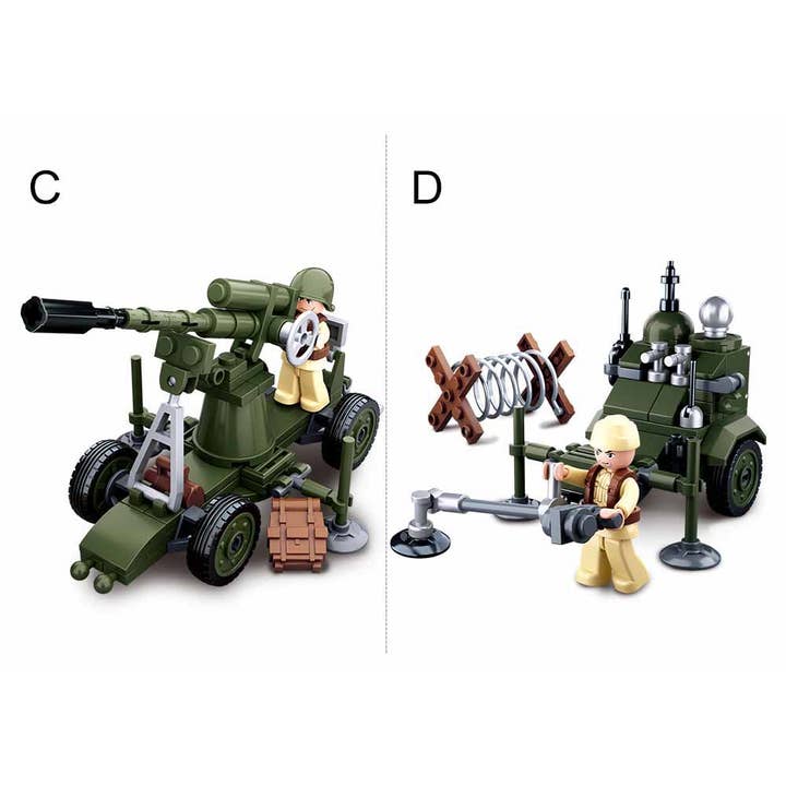 Texas Toy Distribution - Wholesale Building Set - Kids - WWII 4-in-1 Army Gift Box Building Brick Kit (353 pcs)