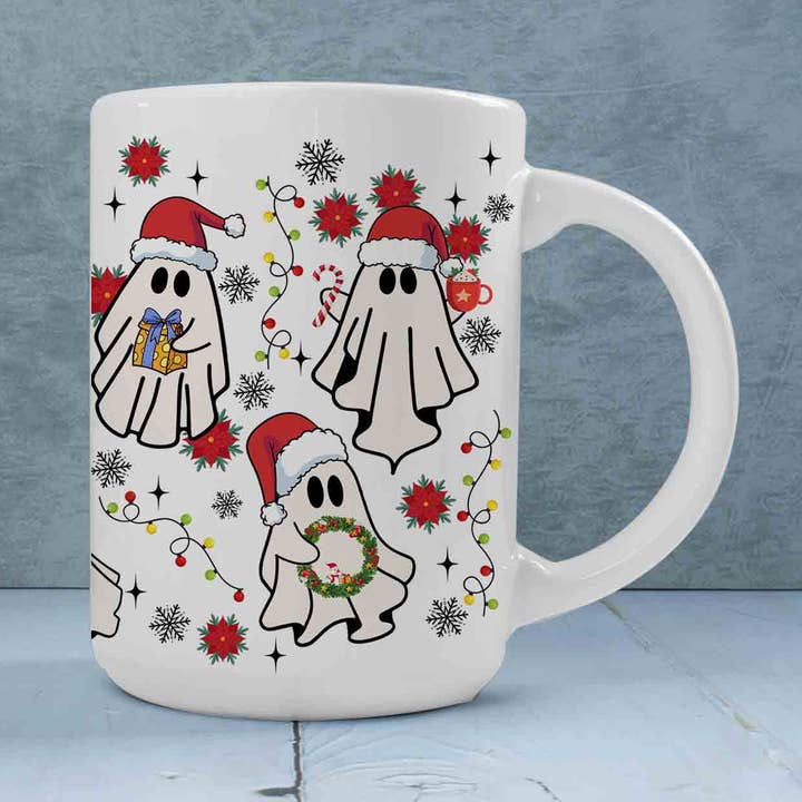Cute Christmas Santa Ghost Mug, Spooky Christmas Coffee Mug for wholesale by NVC Ecommerce LLC