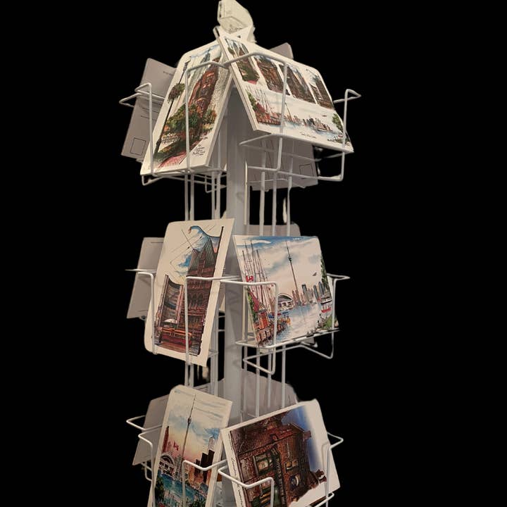 Présentoir de cartes de vœux et cartes postales souvenirs des meilleures ventes de Toronto pour la vente par Totally Toronto Art/Sassy City Studio
