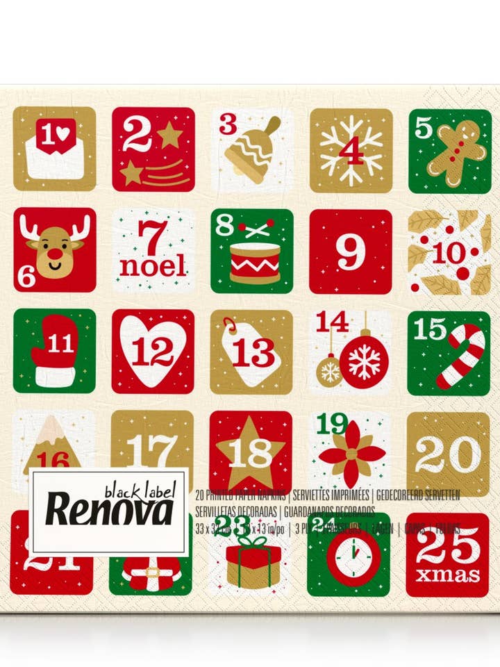 Kerstservetten Adventskalender voor wholesale door Renova