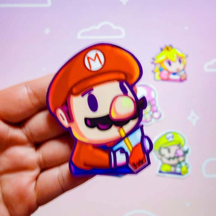 Cutesewluna LLC - Wholesale Sticker - Mario x Boba Vinyl Sticker NEW ART Luigi Wario Waluigi Peach