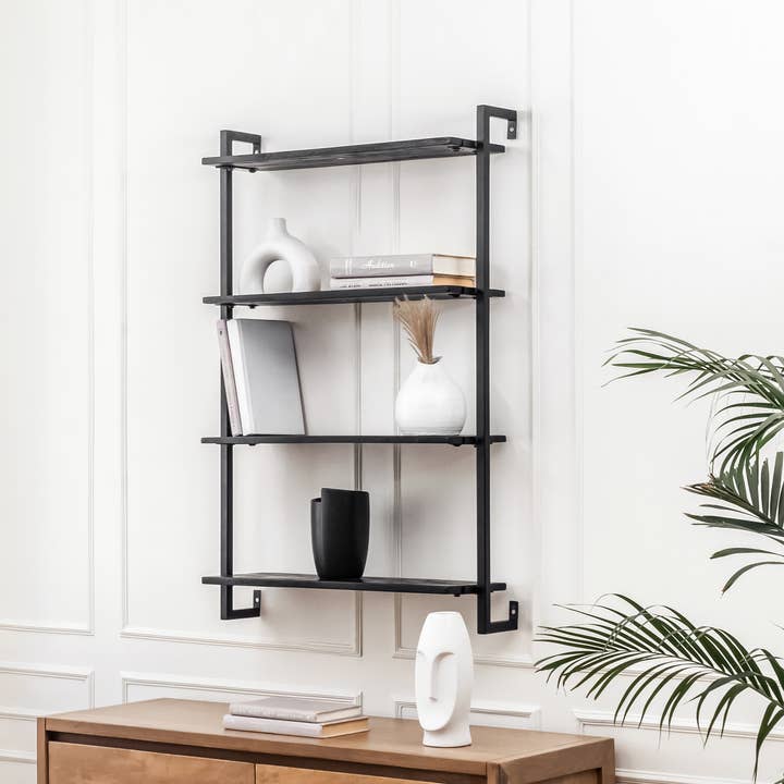 Phantom Solid Wood & Iron Wall Mounted Shelf Unit for wholesale by MH London