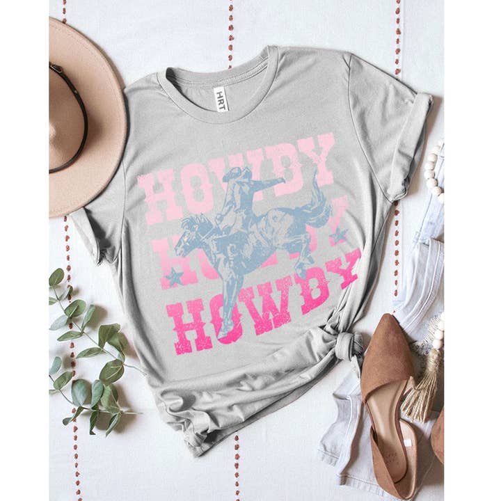 HOWDY HOWDY HOWDY COWBOY WASHED GRAPHIC TEE for wholesale by HRTandLUV