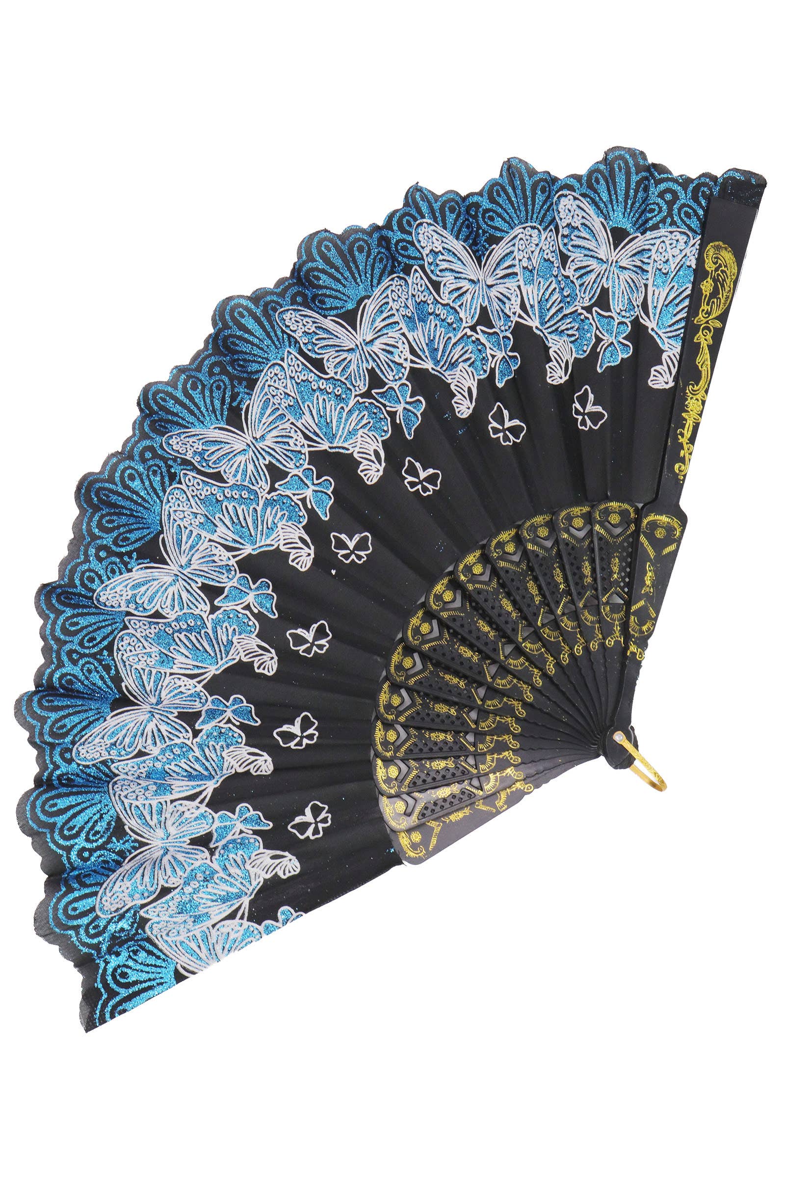 ASSORTED Butterfly Floral Glitter Handheld Folding Fan for wholesale on Faire8