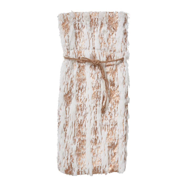 Borsa per bottiglie in pelliccia sintetica con stampa metallica spazzolata per la vendita all'ingrosso da parte di Saro Lifestyle