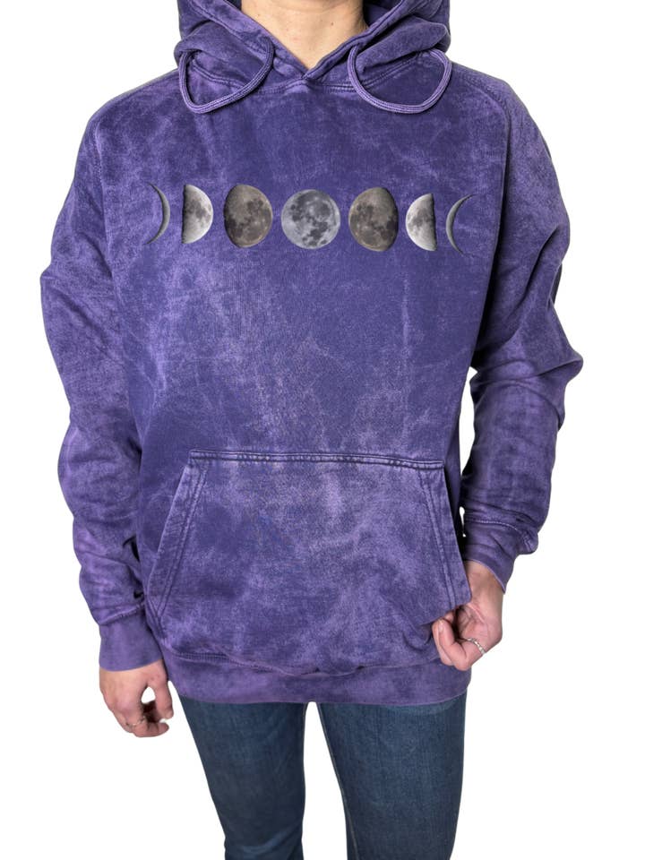 Hoodie com Lavagem Vintage de Fases da Lua por atacado de NyteSky Apparel