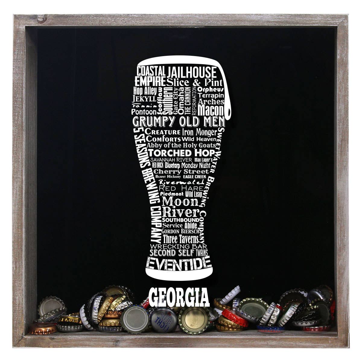 Torched Products – Großhandel 3D-Wandkunst – Cap Collector-Beer Typografie Shadow Box — Farmhouse Antique8